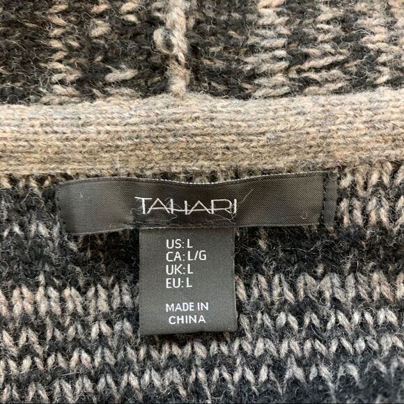 TAHARI gray wool/Yak cardigan sweater Sz L - Picture 4 of 9